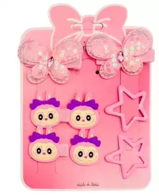 Заколки Labubu для волос, 6 шт, розовые